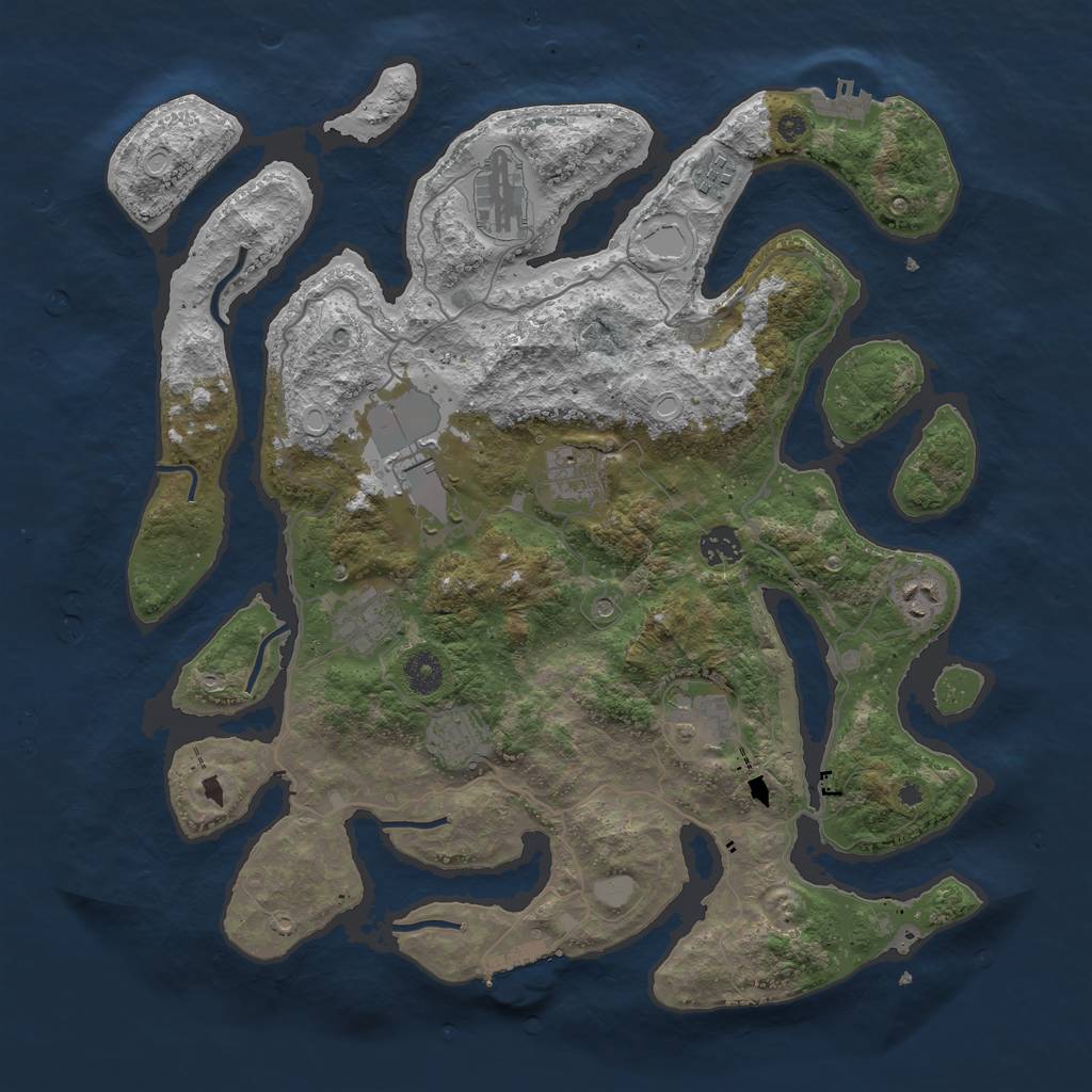 Rust Map: Procedural Map, Size: 4000, Seed: 490043, 17 Monuments
