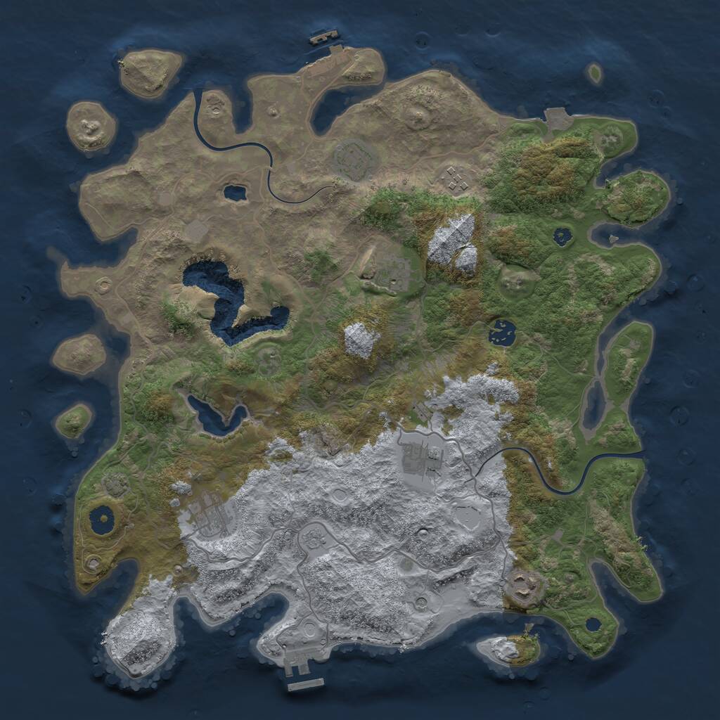 Rust Map: Procedural Map, Size: 4000, Seed: 644623, 13 Monuments