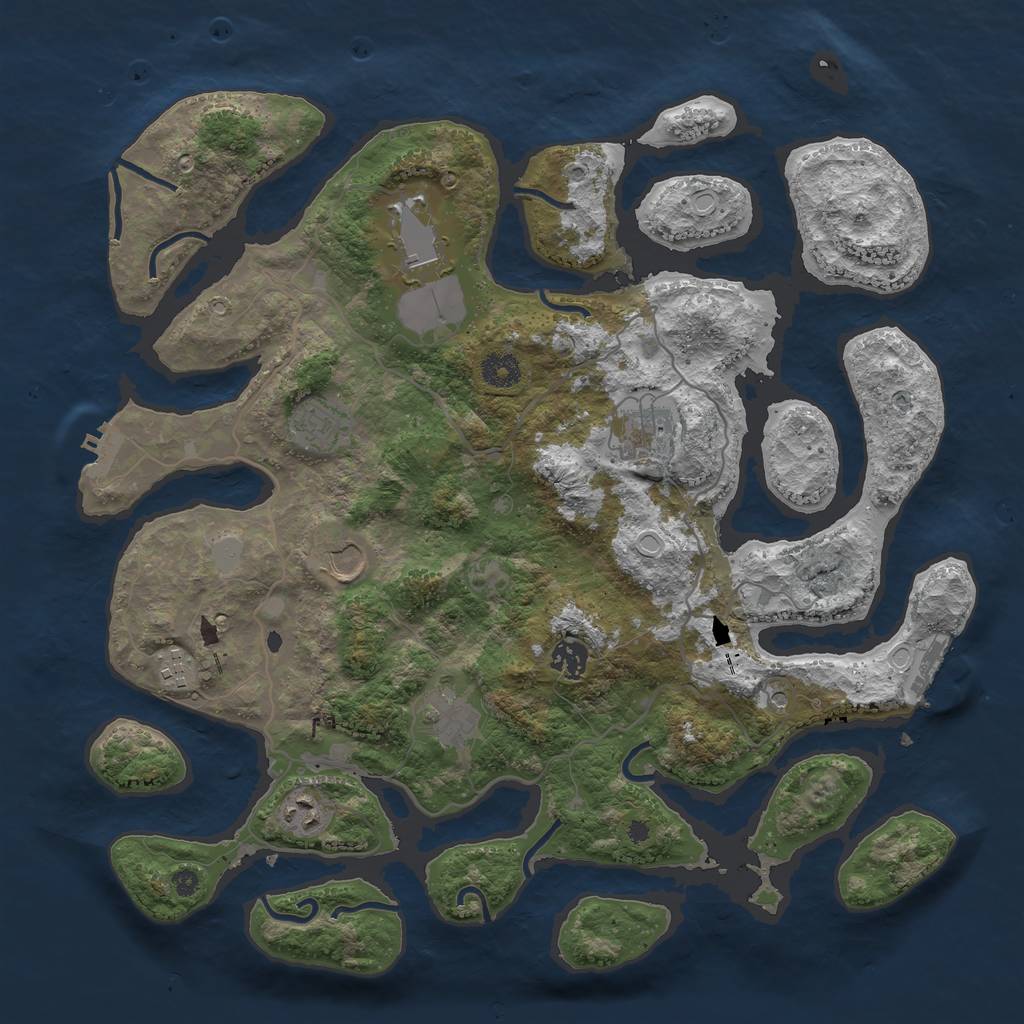 Rust Map: Procedural Map, Size: 4000, Seed: 696208, 16 Monuments