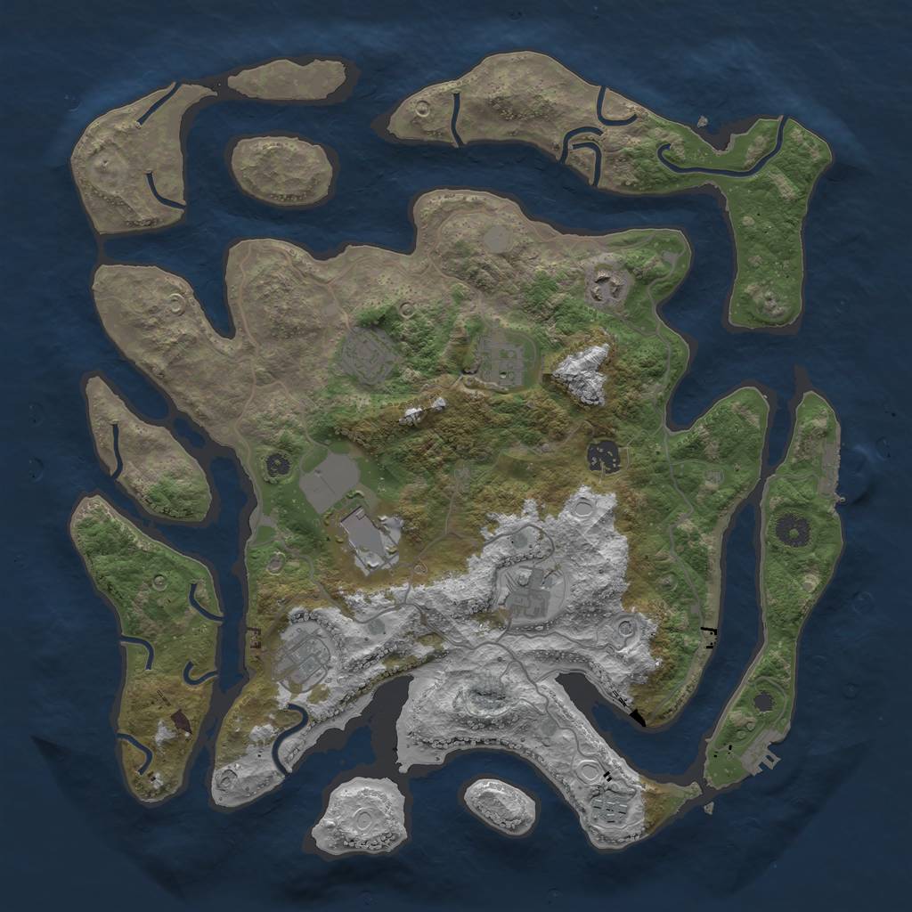 Rust Map: Procedural Map, Size: 4000, Seed: 347928, 16 Monuments