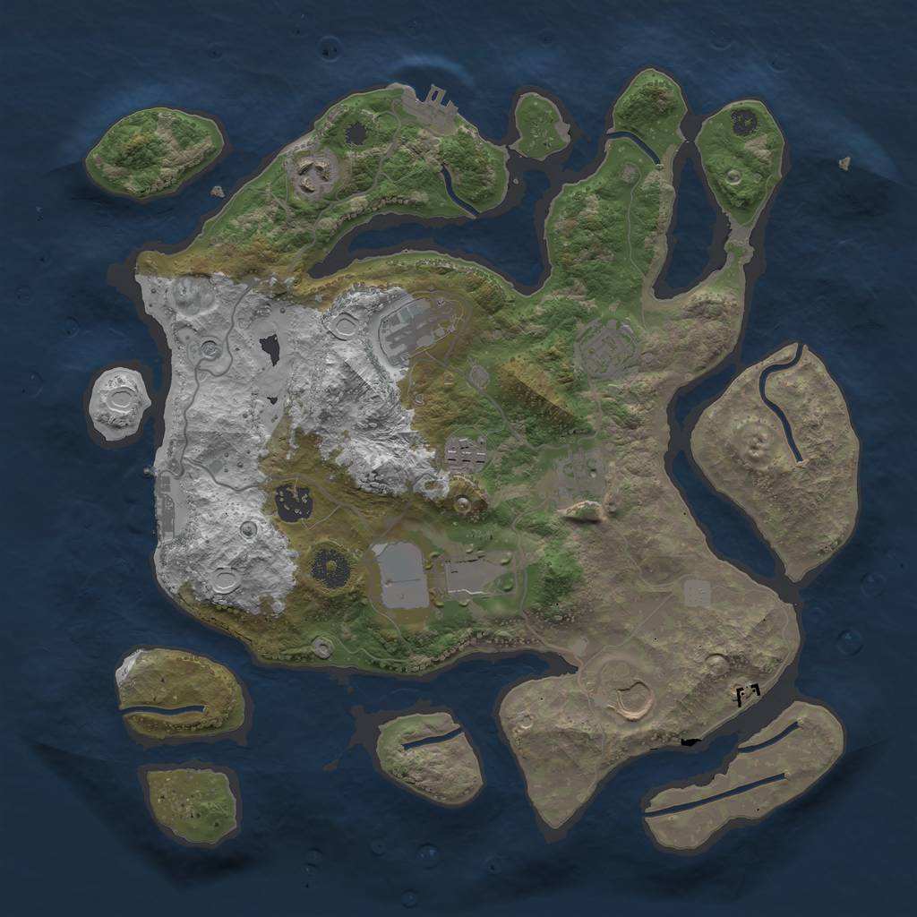 Rust Map: Procedural Map, Size: 3550, Seed: 287726, 16 Monuments