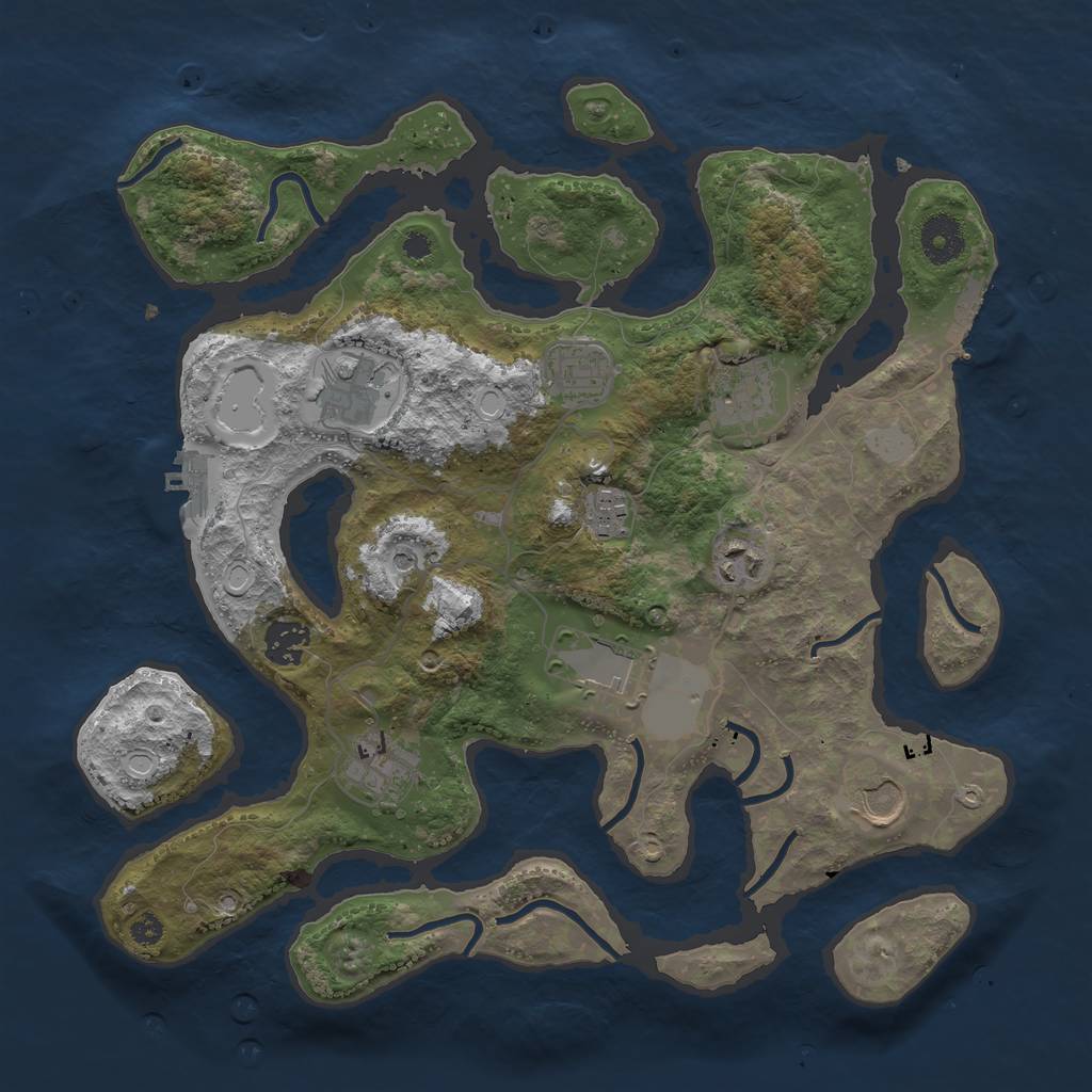 Rust Map: Procedural Map, Size: 3550, Seed: 381013, 17 Monuments