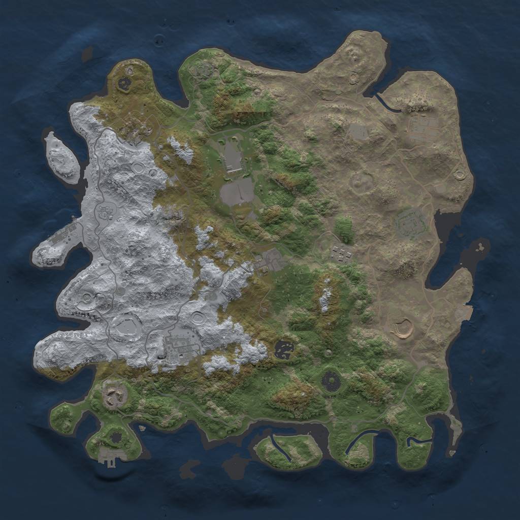 Rust Map: Procedural Map, Size: 4000, Seed: 836429099, 18 Monuments