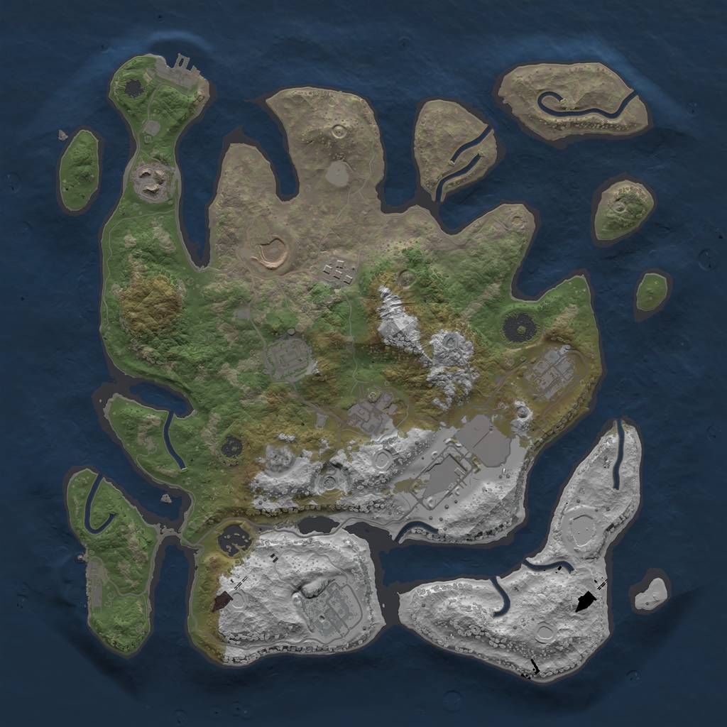Rust Map: Procedural Map, Size: 3550, Seed: 183991, 17 Monuments