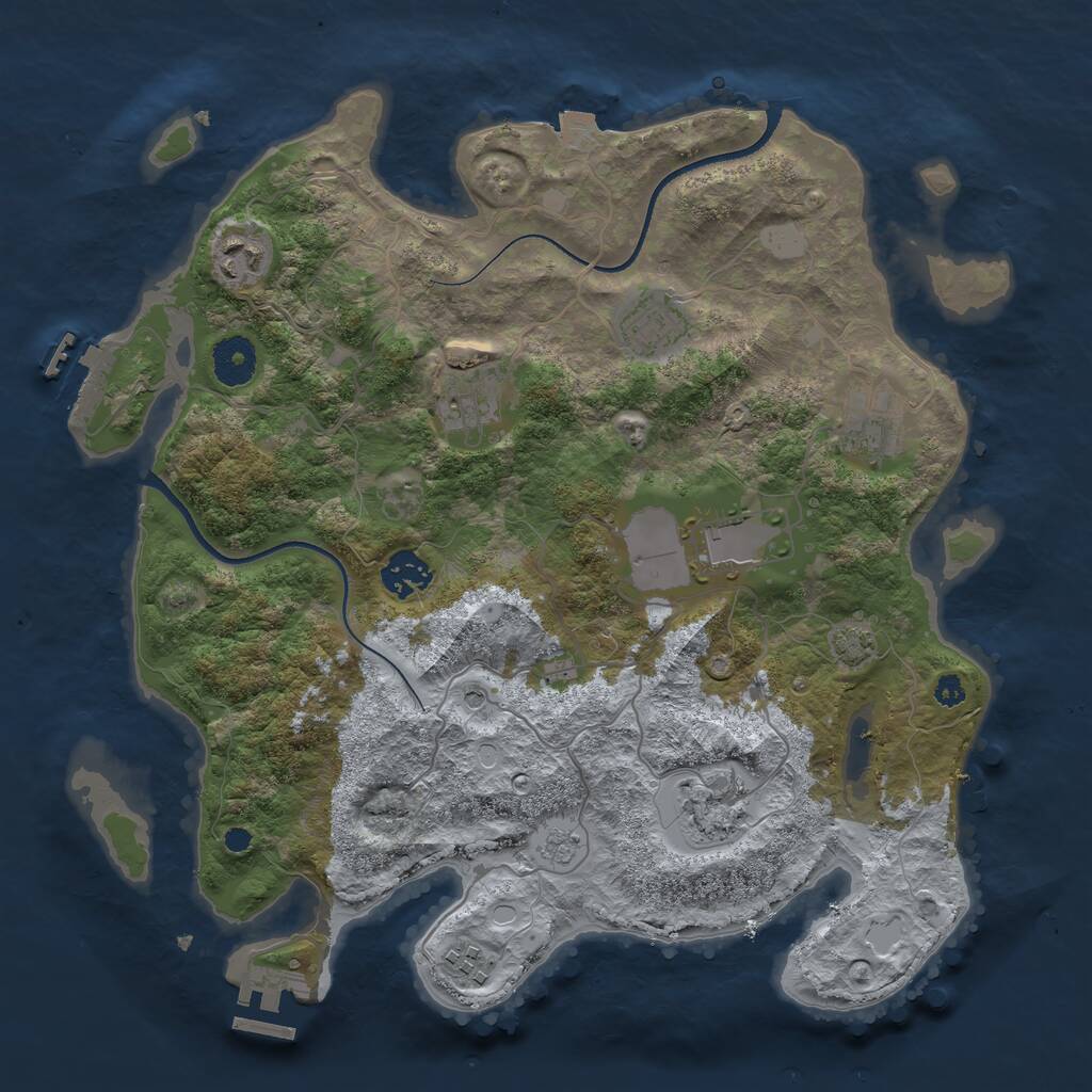 Rust Map: Procedural Map, Size: 3500, Seed: 1061882944, 14 Monuments