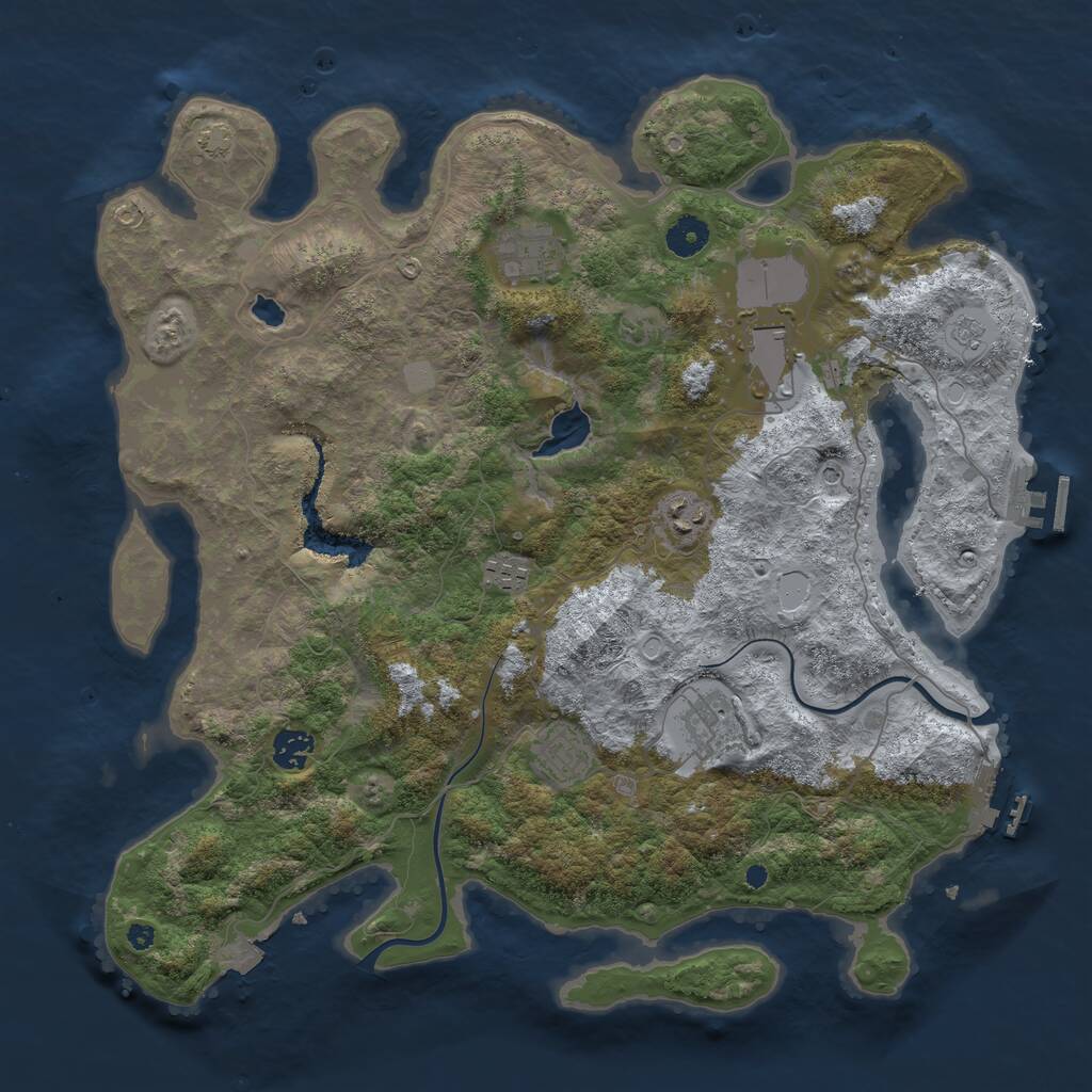 Rust Map: Procedural Map, Size: 4000, Seed: 135237, 13 Monuments