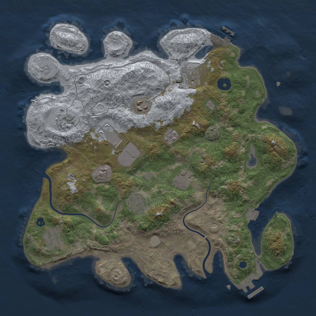 Rust Map: Procedural Map, Size: 3550, Seed: 463022, 14 Monuments