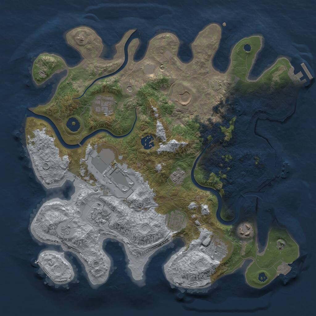 Rust Map: Procedural Map, Size: 3500, Seed: 30543, 15 Monuments