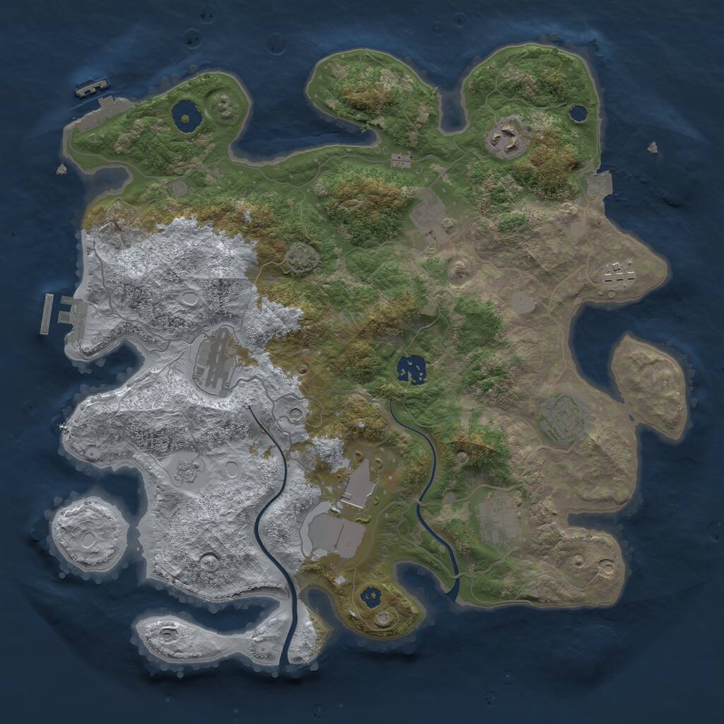 Rust Map: Procedural Map, Size: 3550, Seed: 684822, 14 Monuments