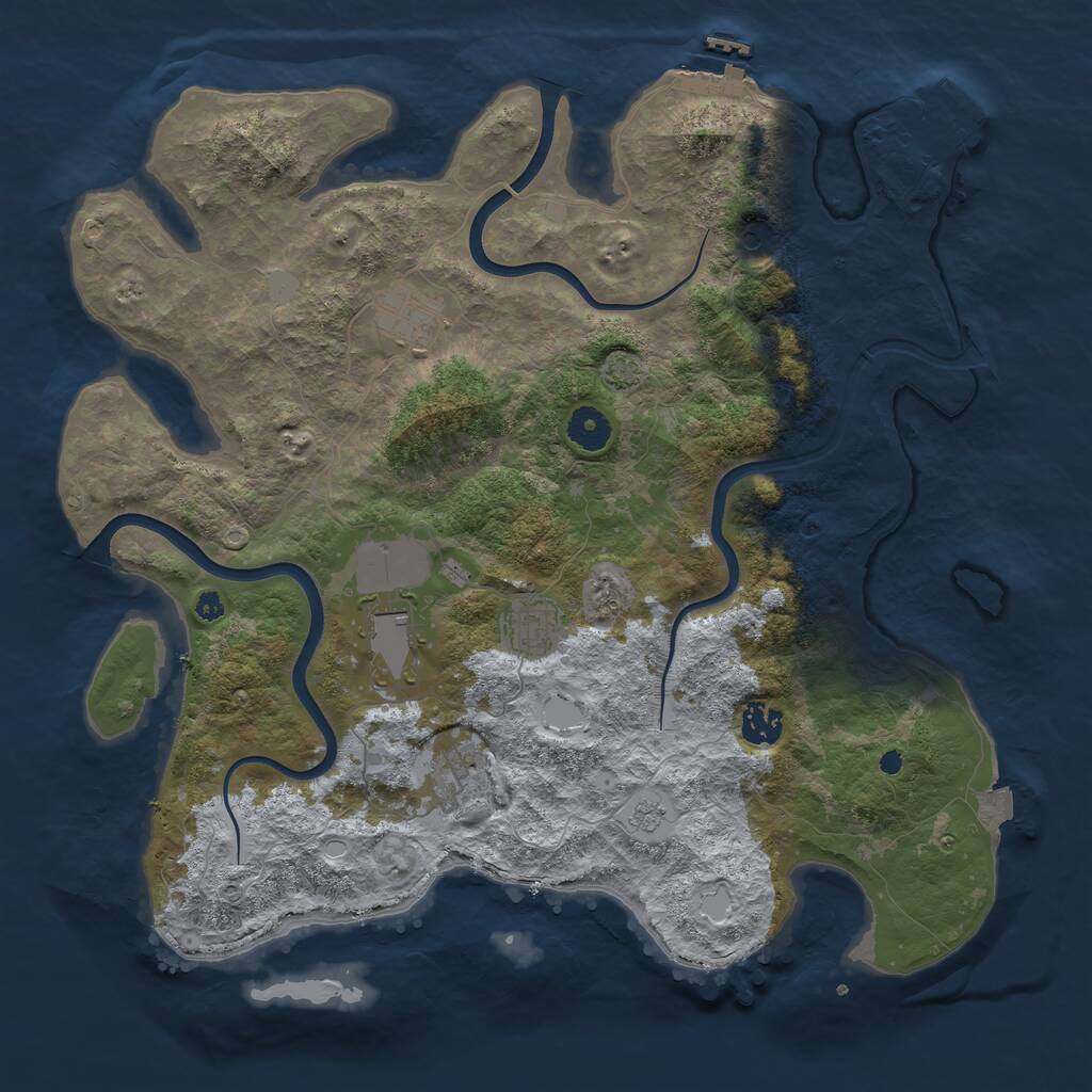 Rust Map: Procedural Map, Size: 3850, Seed: 1441191957, 11 Monuments