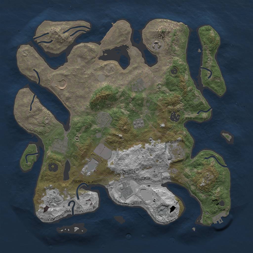 Rust Map: Procedural Map, Size: 3850, Seed: 1441191957, 19 Monuments