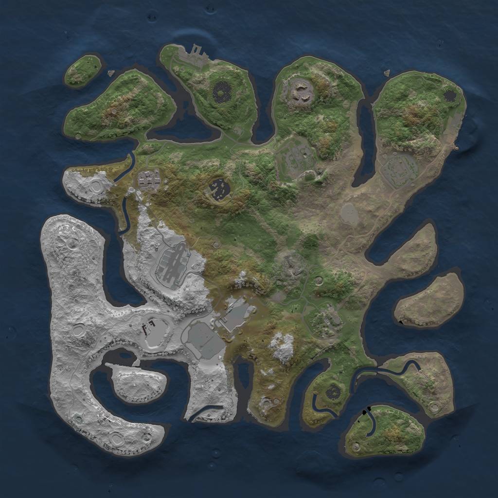 Rust Map: Procedural Map, Size: 3550, Seed: 724385, 15 Monuments