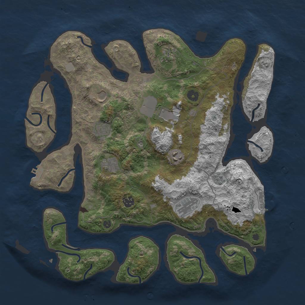 Rust Map: Procedural Map, Size: 4000, Seed: 235673465, 17 Monuments