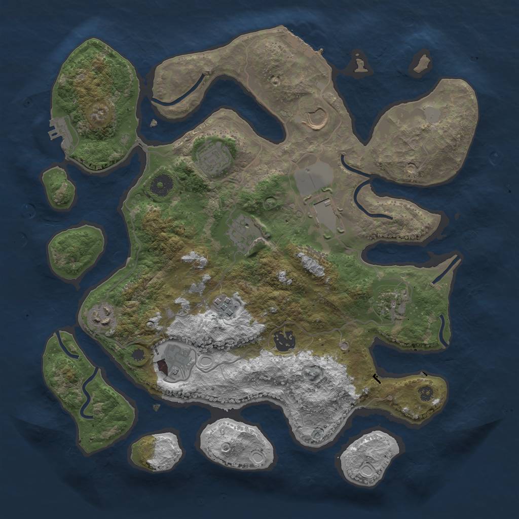Rust Map: Procedural Map, Size: 3550, Seed: 279333, 16 Monuments