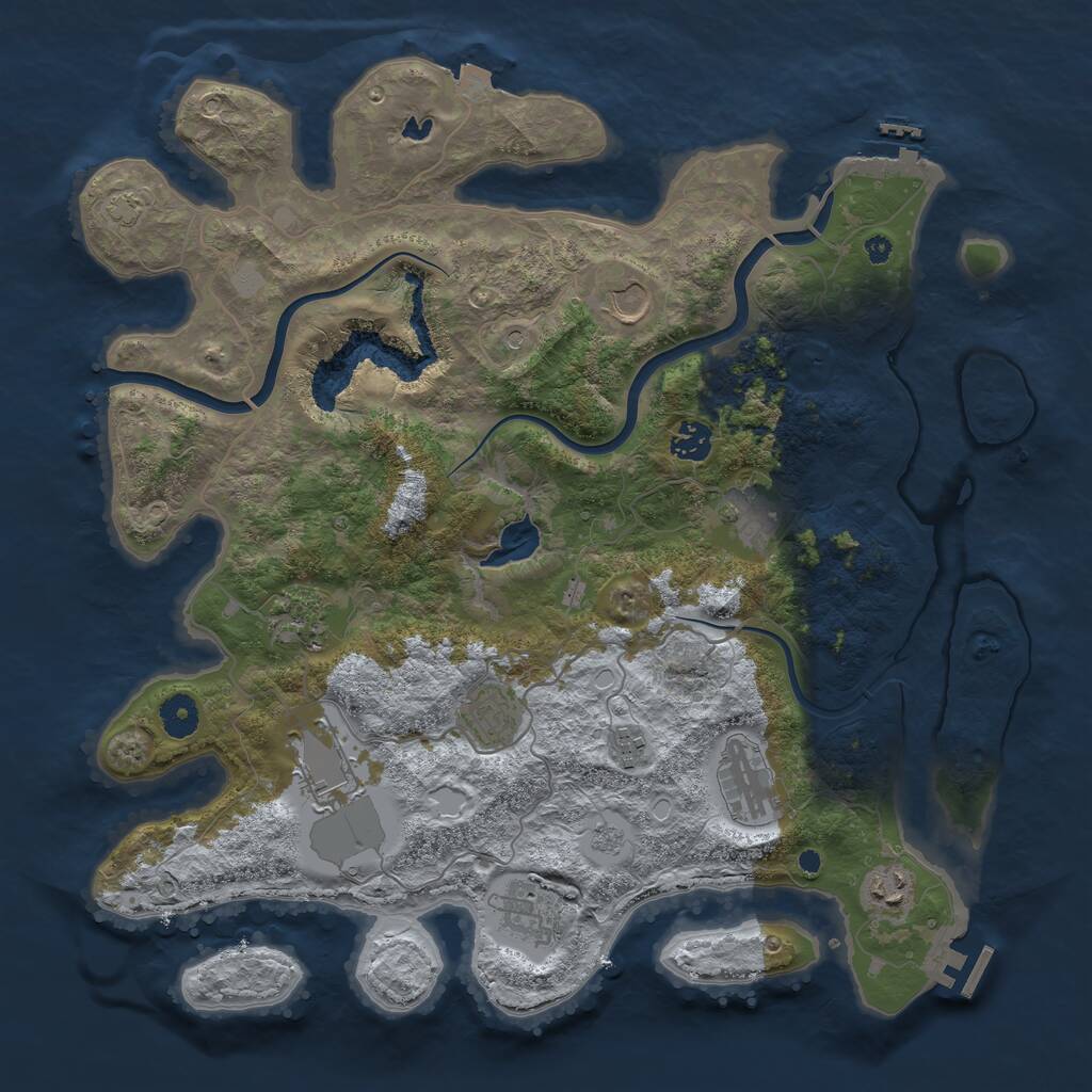 Rust Map: Procedural Map, Size: 4000, Seed: 344270356, 16 Monuments