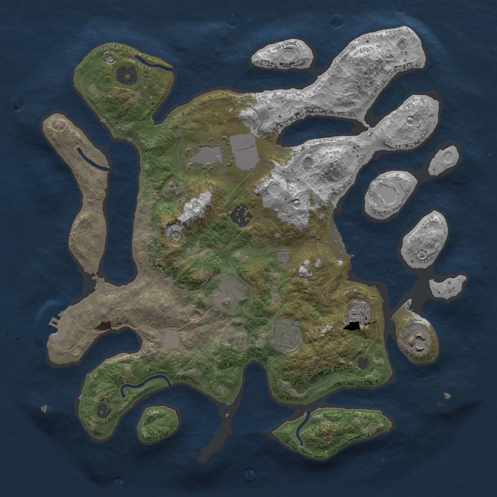 Rust Map: Procedural Map, Size: 3550, Seed: 240152, 14 Monuments