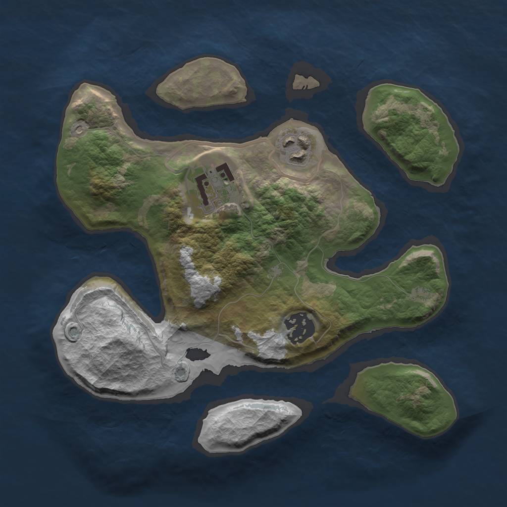 Rust Map: Barren, Size: 2500, Seed: 165663773, 5 Monuments