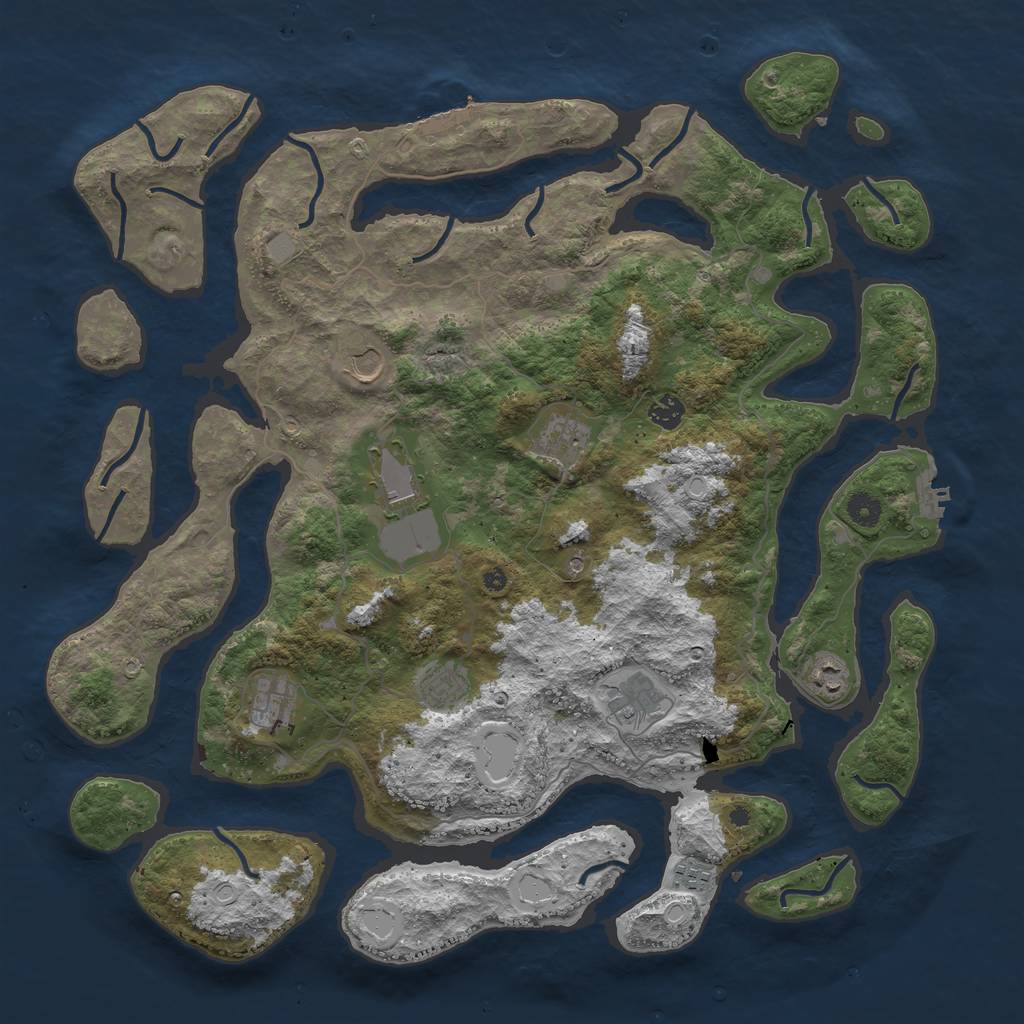 Rust Map: Procedural Map, Size: 4500, Seed: 42937612, 17 Monuments