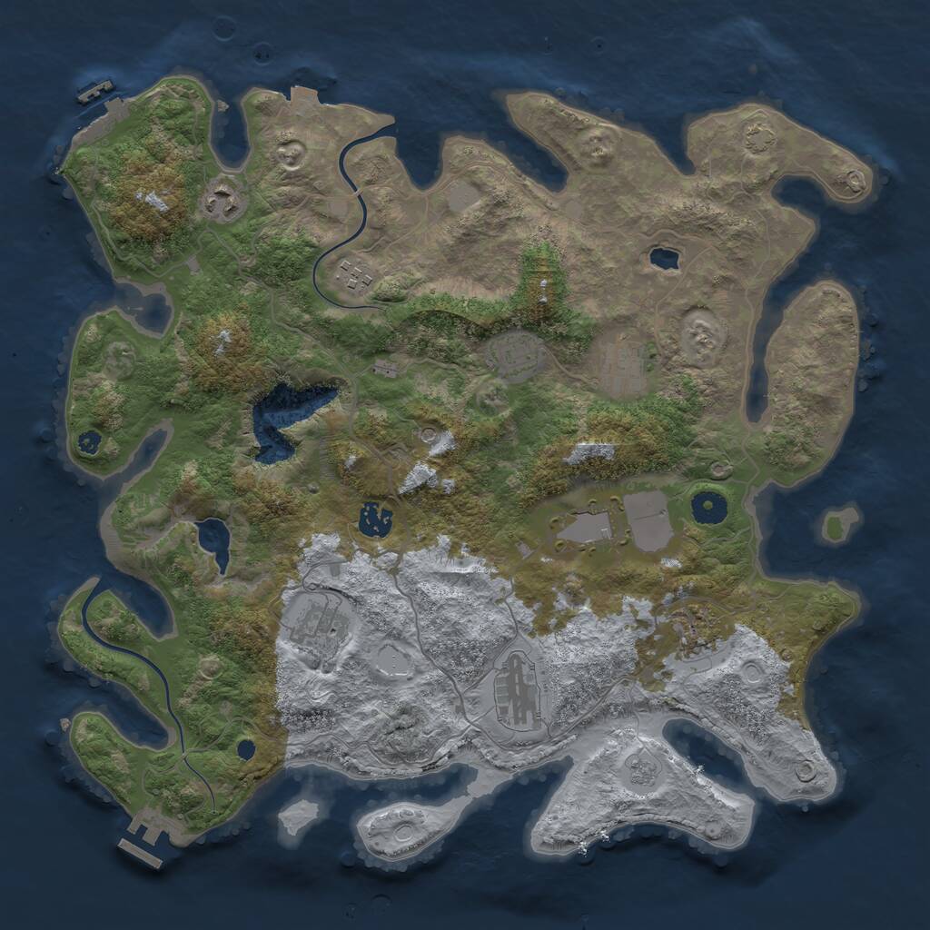 Rust Map: Procedural Map, Size: 4000, Seed: 208878, 15 Monuments