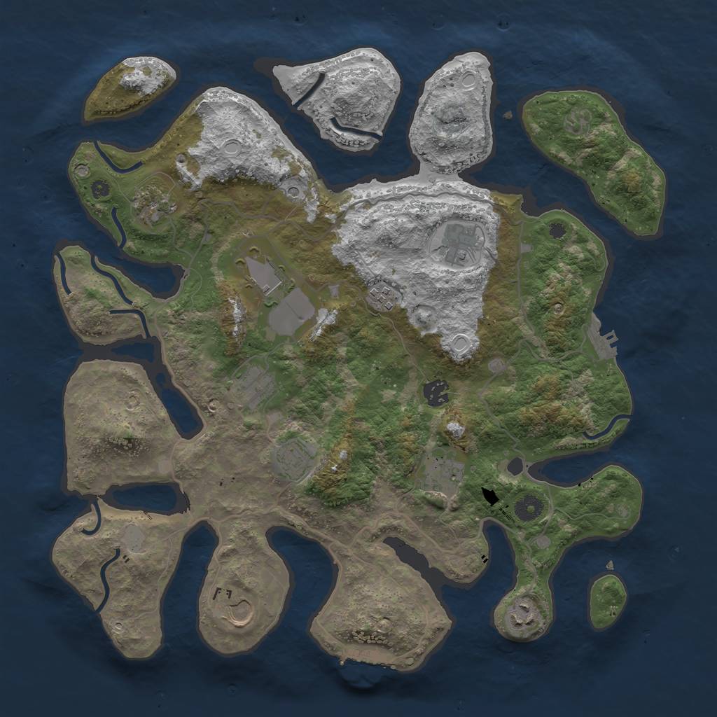Rust Map: Procedural Map, Size: 4000, Seed: 761790361, 18 Monuments