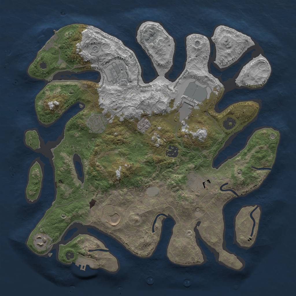 Rust Map: Procedural Map, Size: 3550, Seed: 973407, 16 Monuments