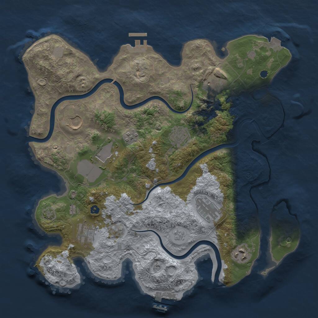 Rust Map: Procedural Map, Size: 3500, Seed: 344525, 14 Monuments