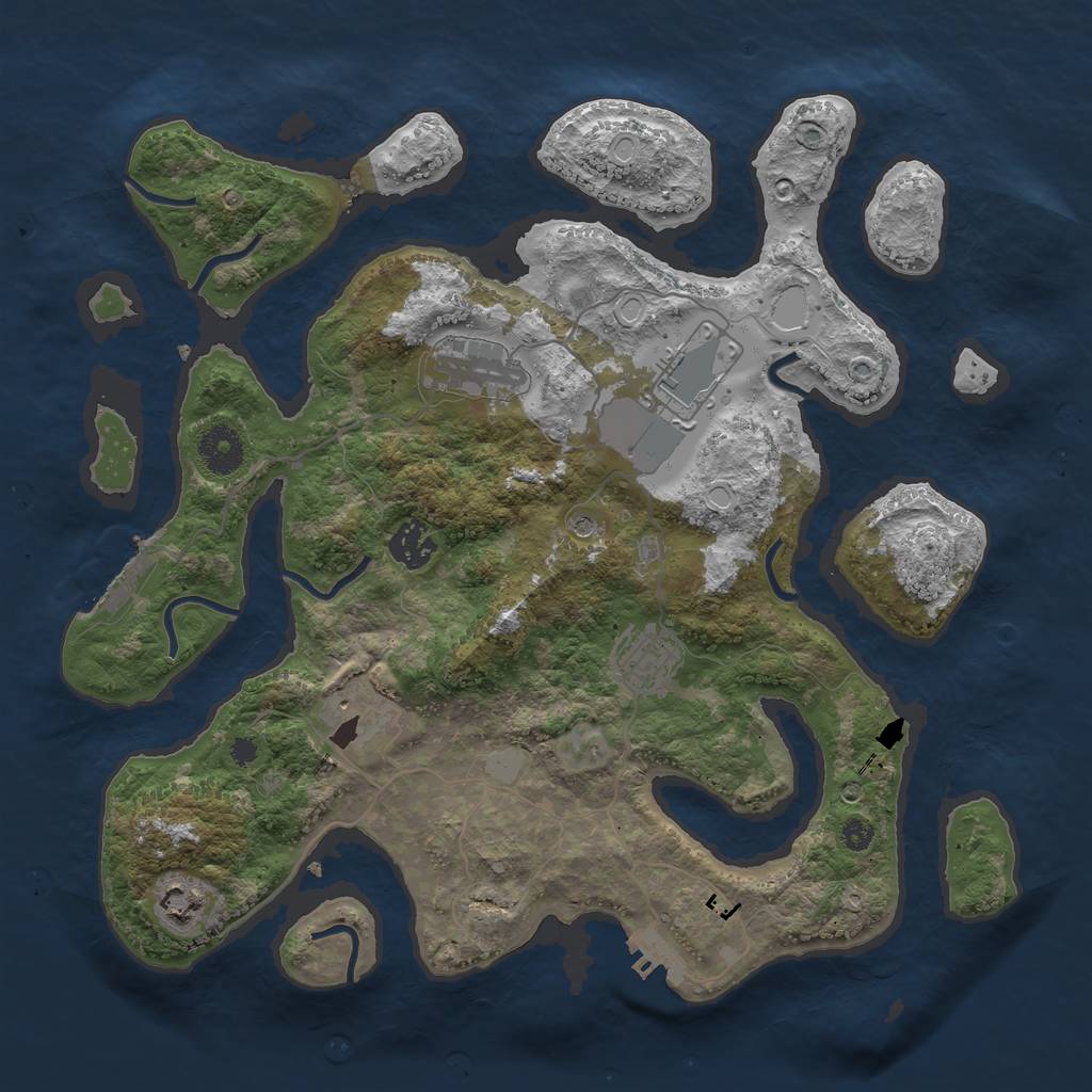Rust Map: Procedural Map, Size: 3550, Seed: 587770, 14 Monuments