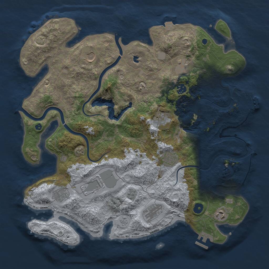 Rust Map: Procedural Map, Size: 4000, Seed: 800506, 16 Monuments