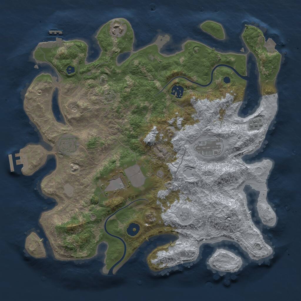 Rust Map: Procedural Map, Size: 3550, Seed: 78350, 12 Monuments