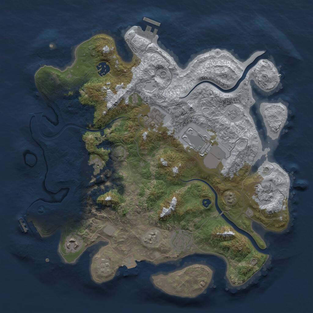 Rust Map: Procedural Map, Size: 3550, Seed: 897558, 14 Monuments