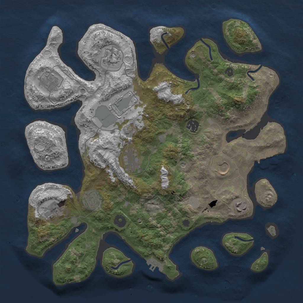 Rust Map: Procedural Map, Size: 3700, Seed: 1787946252, 17 Monuments
