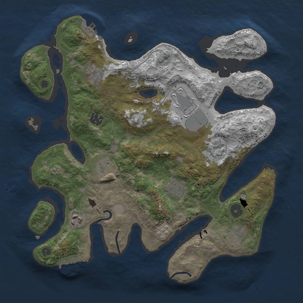 Rust Map: Procedural Map, Size: 3550, Seed: 88175, 17 Monuments