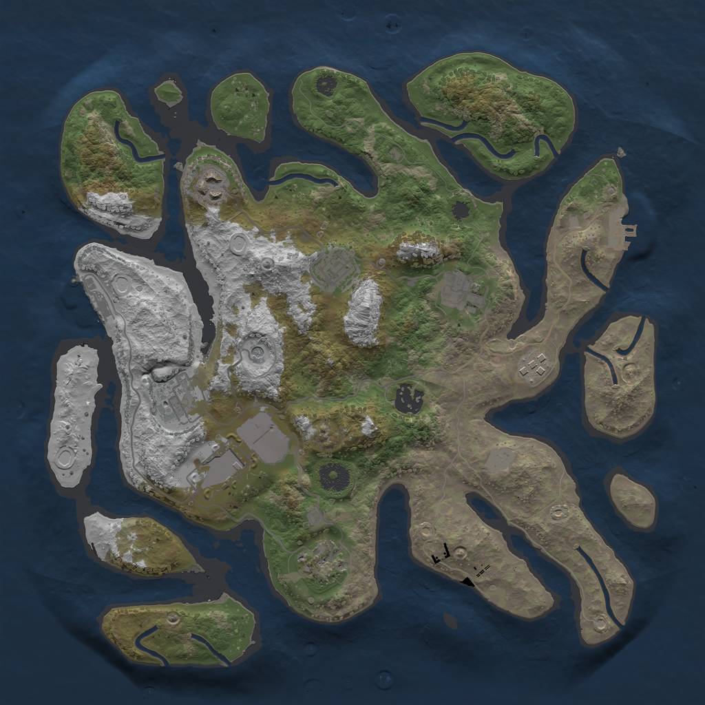 Rust Map: Procedural Map, Size: 3550, Seed: 881348, 16 Monuments