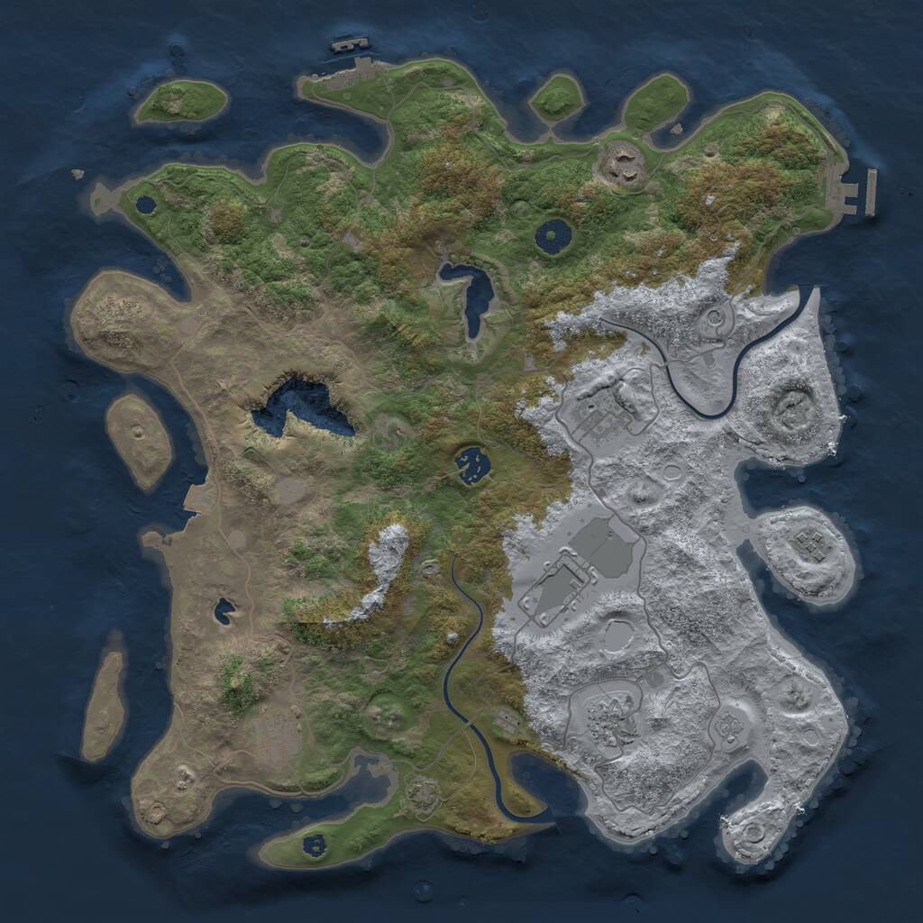 Rust Map: Procedural Map, Size: 4000, Seed: 575780, 13 Monuments