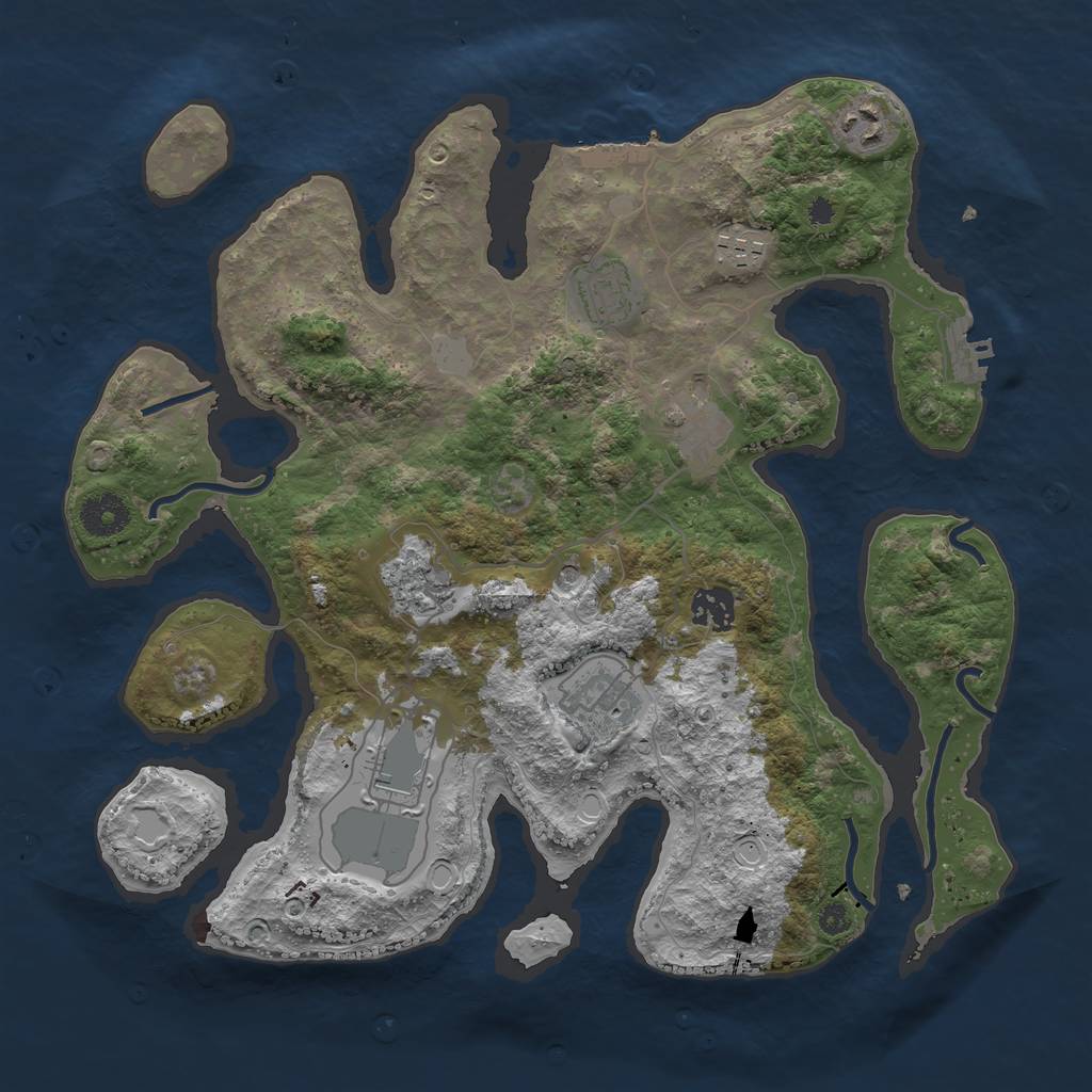 Rust Map: Procedural Map, Size: 3550, Seed: 45033, 16 Monuments
