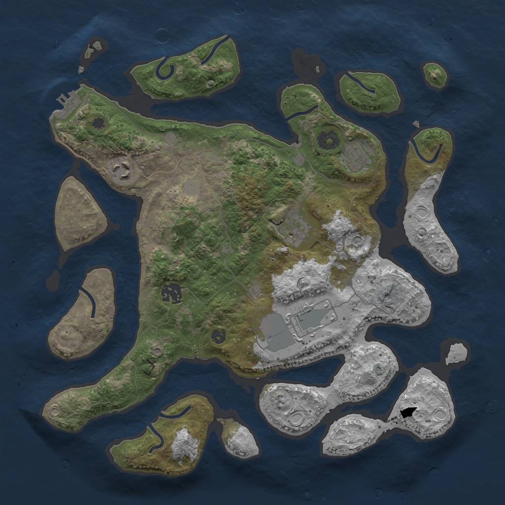 Rust Map: Procedural Map, Size: 3550, Seed: 86969, 12 Monuments