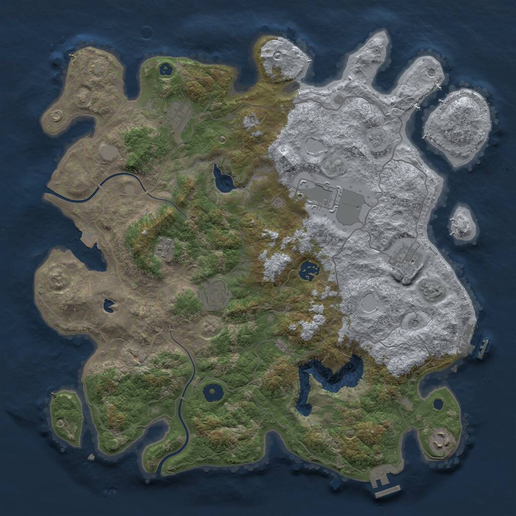 Rust Map: Procedural Map, Size: 4000, Seed: 857252, 13 Monuments