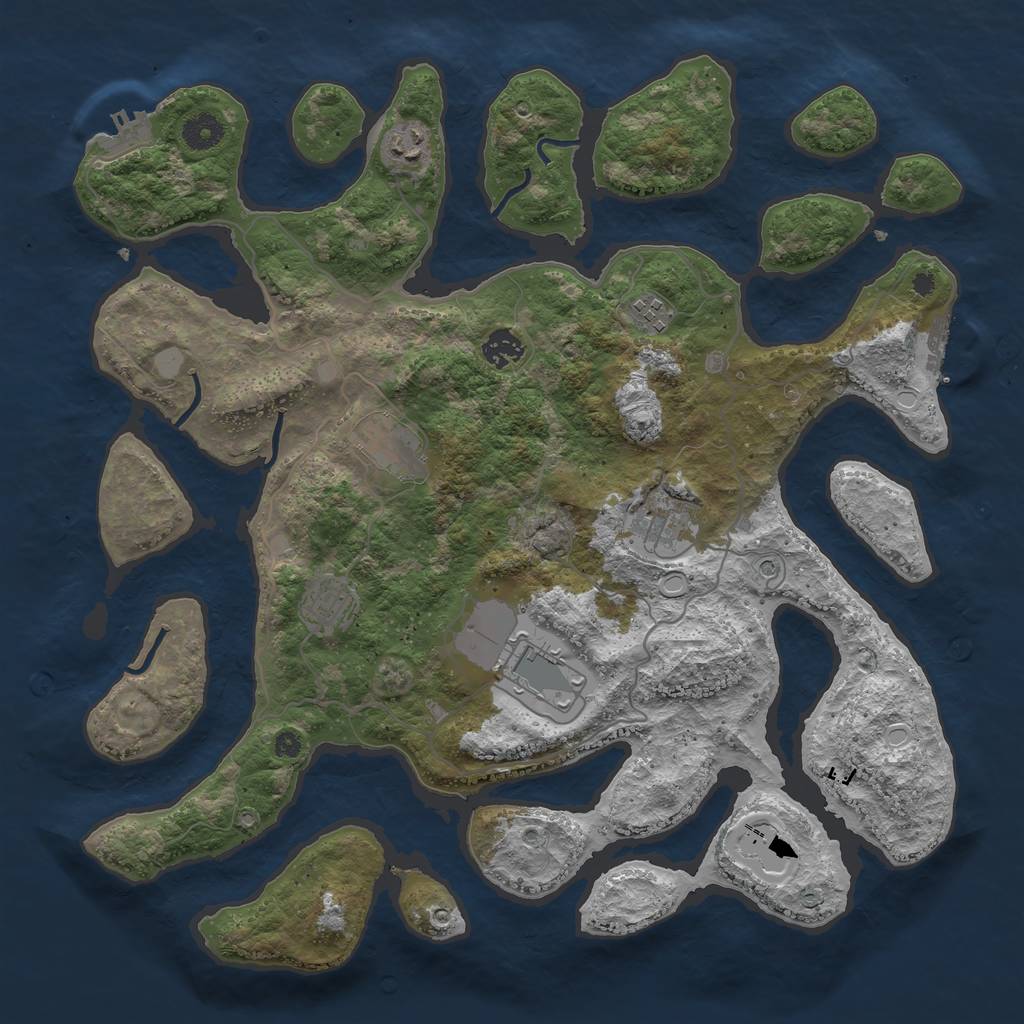 Rust Map: Procedural Map, Size: 4000, Seed: 86969, 15 Monuments