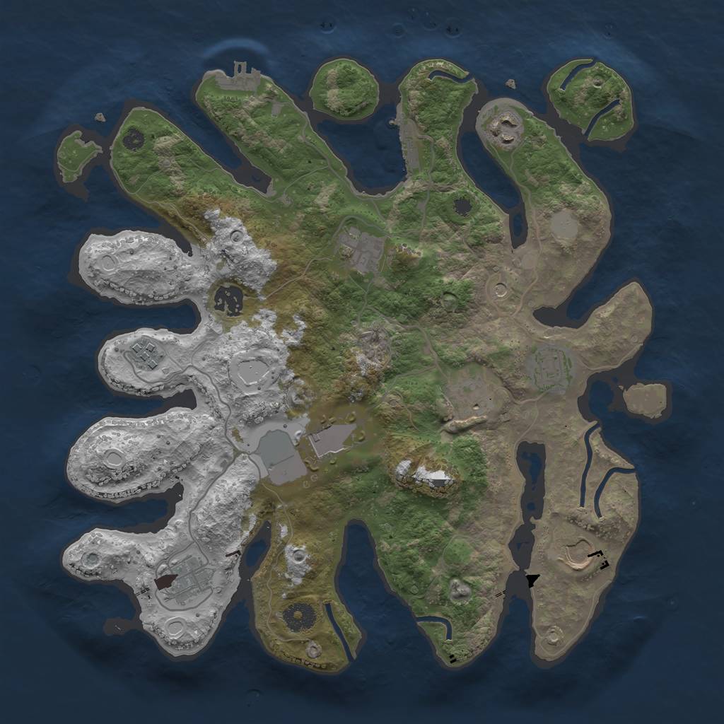 Rust Map: Procedural Map, Size: 3550, Seed: 984186, 17 Monuments