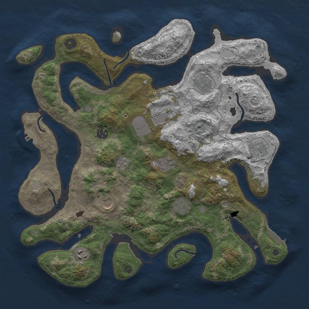 Rust Map: Procedural Map, Size: 4000, Seed: 344228, 17 Monuments