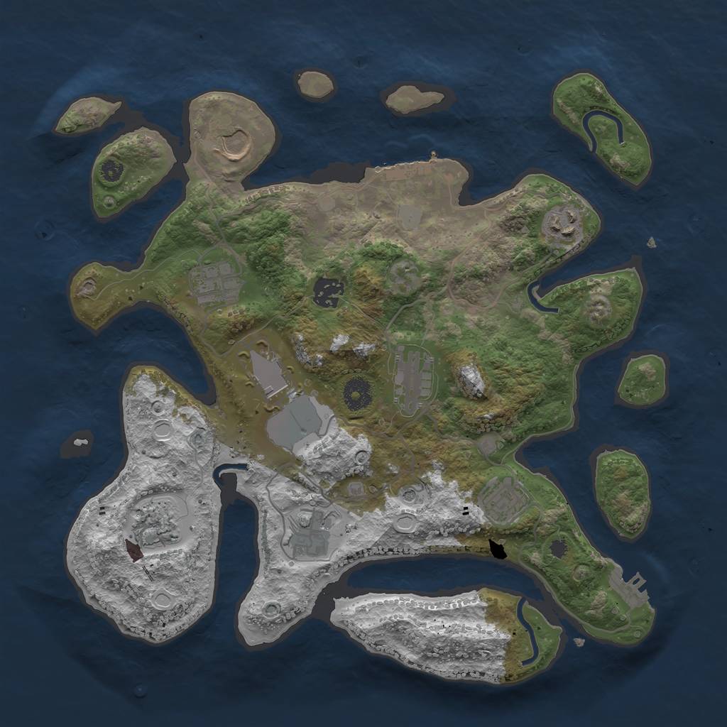 Rust Map: Procedural Map, Size: 3500, Seed: 1634652578, 17 Monuments