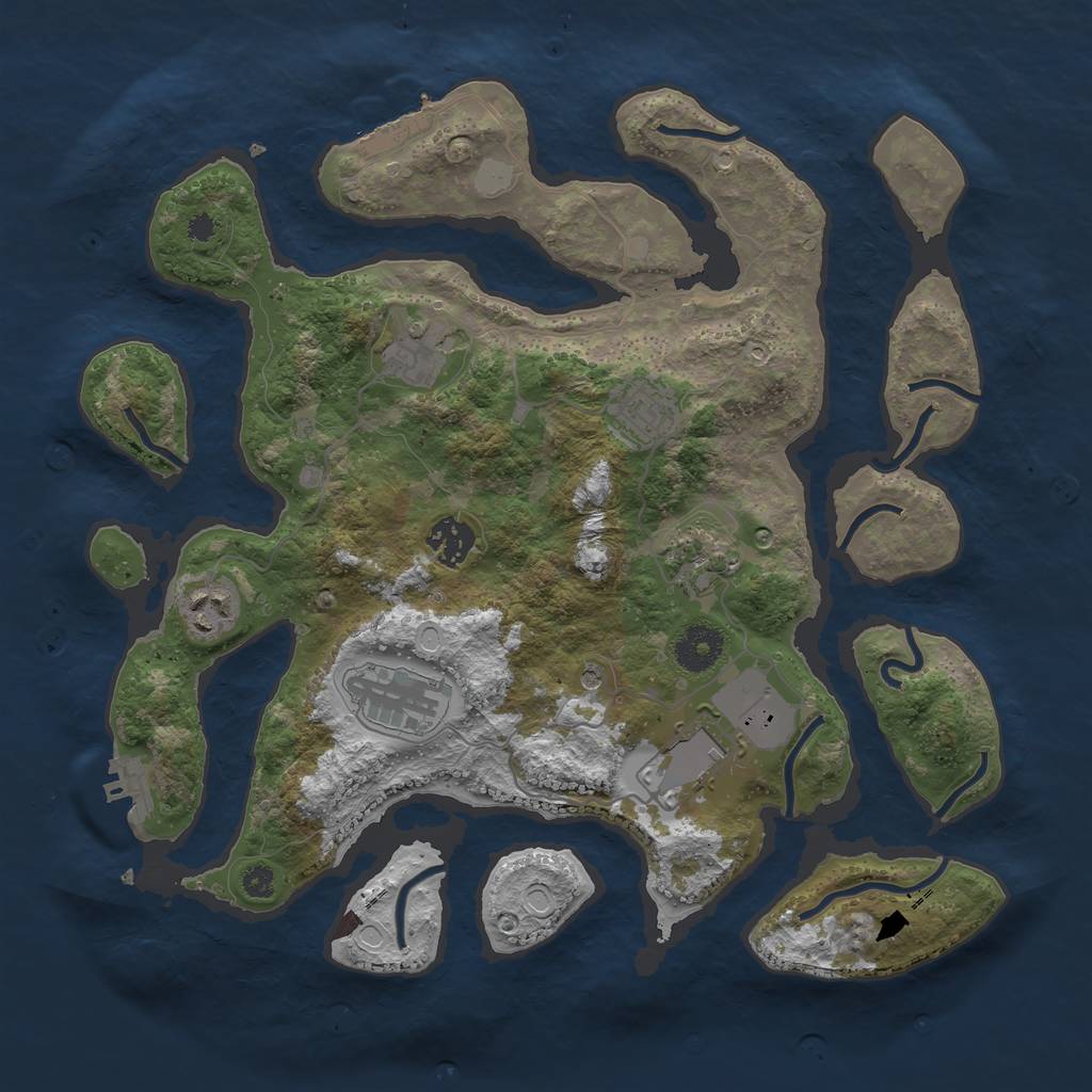 Rust Map: Procedural Map, Size: 3500, Seed: 555555, 15 Monuments