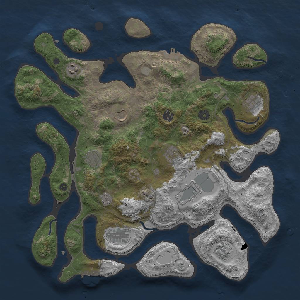 Rust Map: Procedural Map, Size: 4000, Seed: 1712792275, 17 Monuments