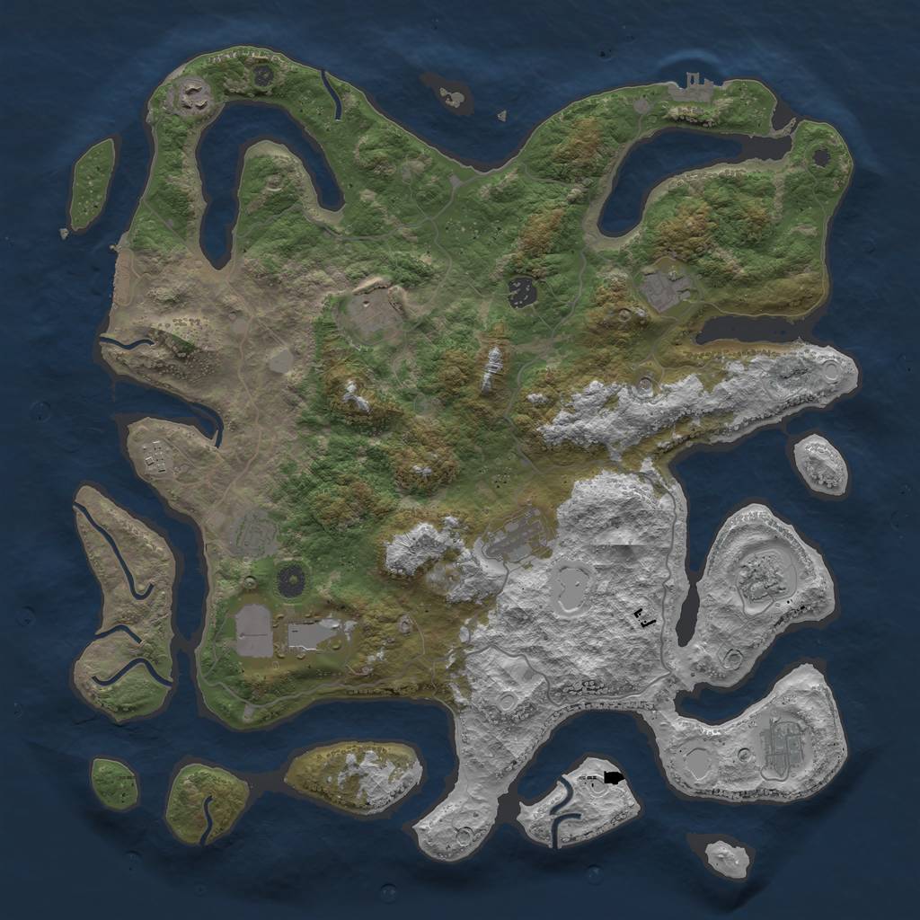 Rust Map: Procedural Map, Size: 4500, Seed: 10520787, 18 Monuments