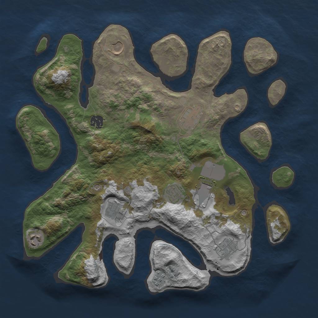 Rust Map: Barren, Size: 3600, Seed: 15068, 12 Monuments