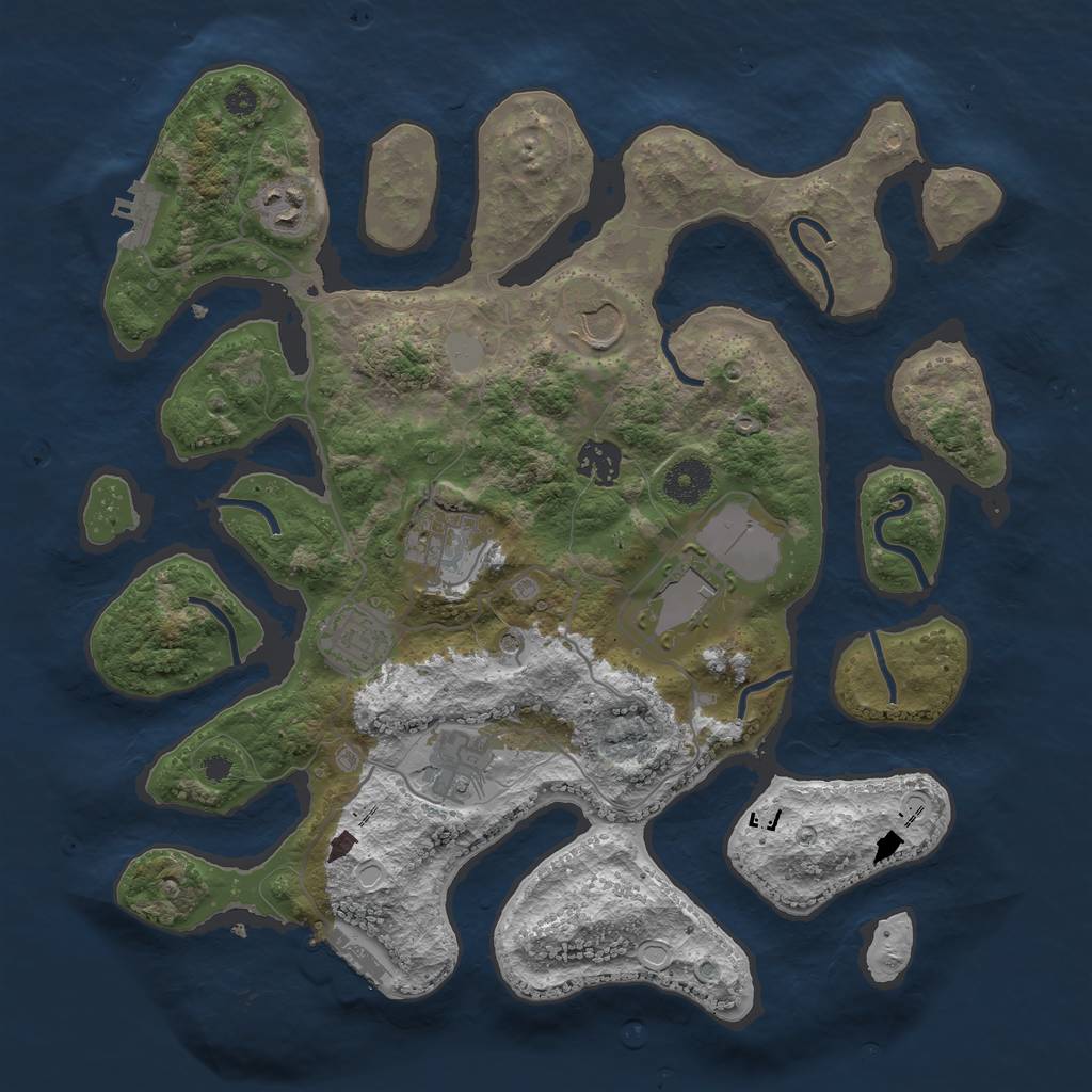 Rust Map: Procedural Map, Size: 3550, Seed: 331384, 15 Monuments