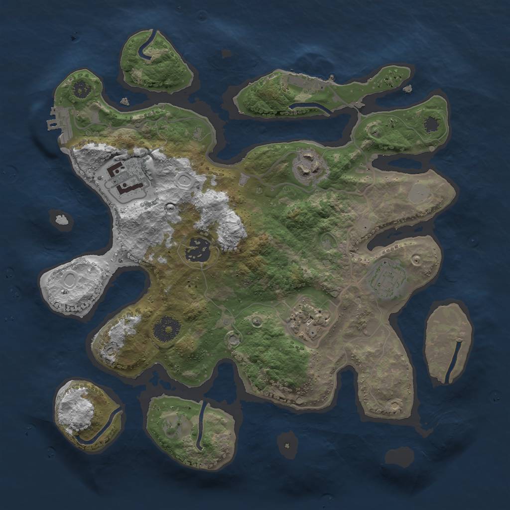 Rust Map: Procedural Map, Size: 3000, Seed: 15592, 12 Monuments