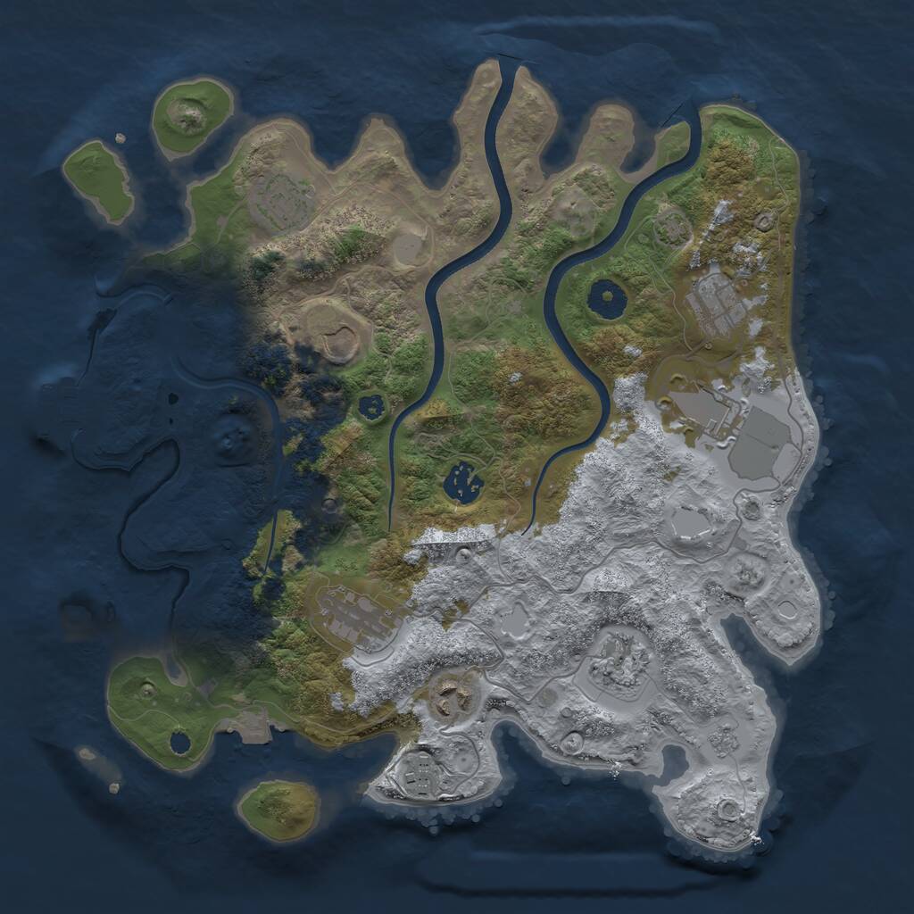 Rust Map: Procedural Map, Size: 3550, Seed: 436332, 14 Monuments