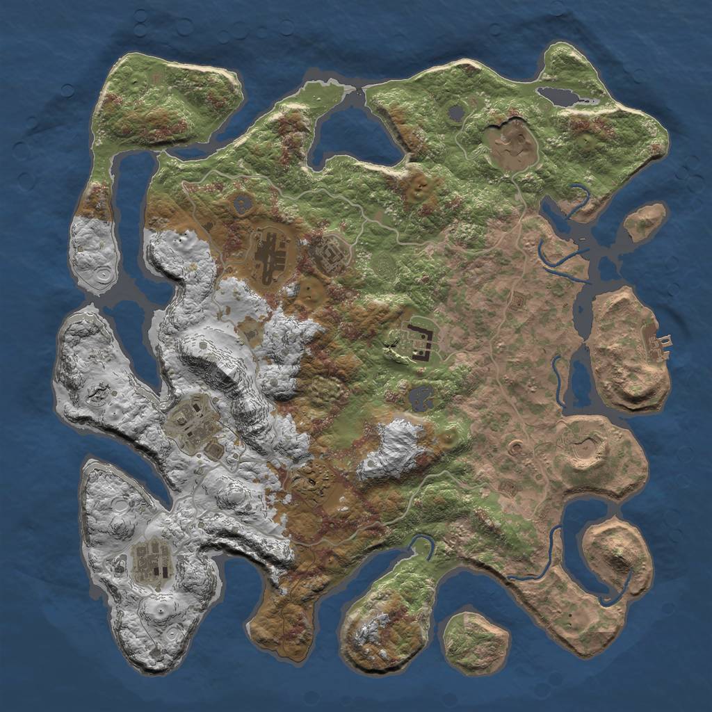 Rust Map: Procedural Map, Size: 4000, Seed: 17777, 14 Monuments