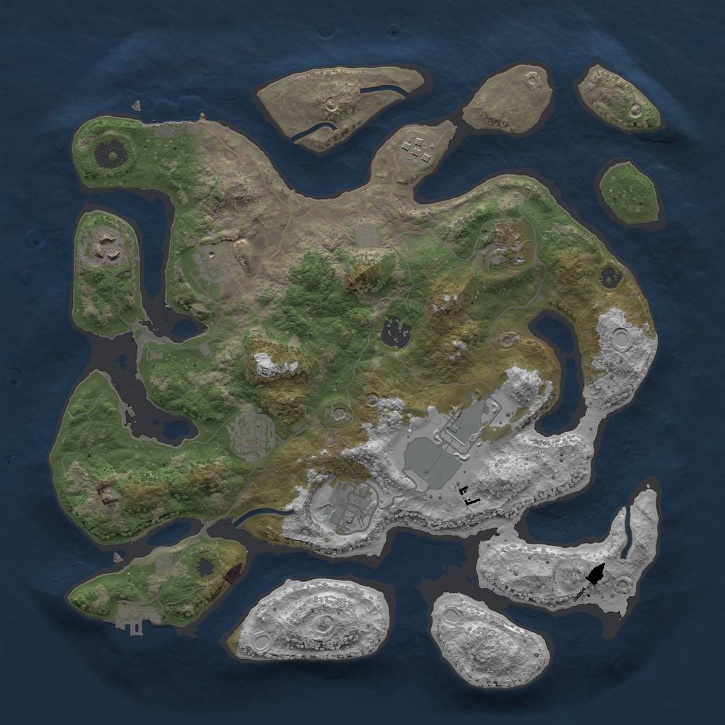 Rust Map: Procedural Map, Size: 3550, Seed: 323486, 16 Monuments